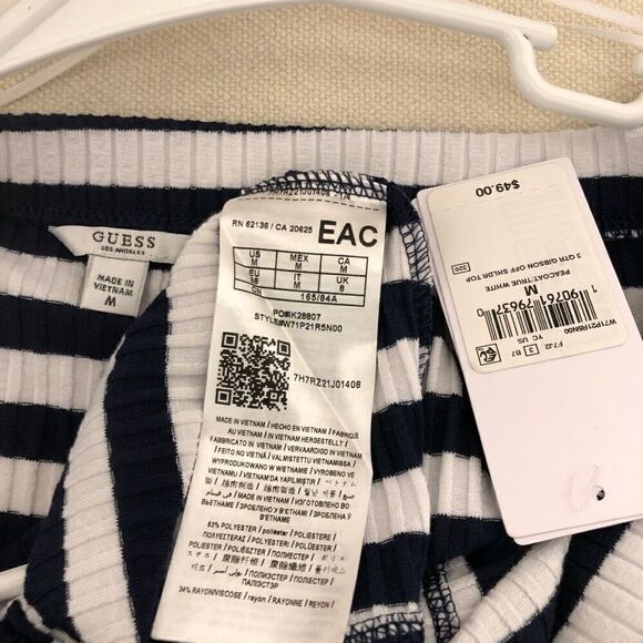 Guess Women's Gibson Striped Rib-Knit Off-the-Shoulder Top Medium NWT - Picture 5 of 5